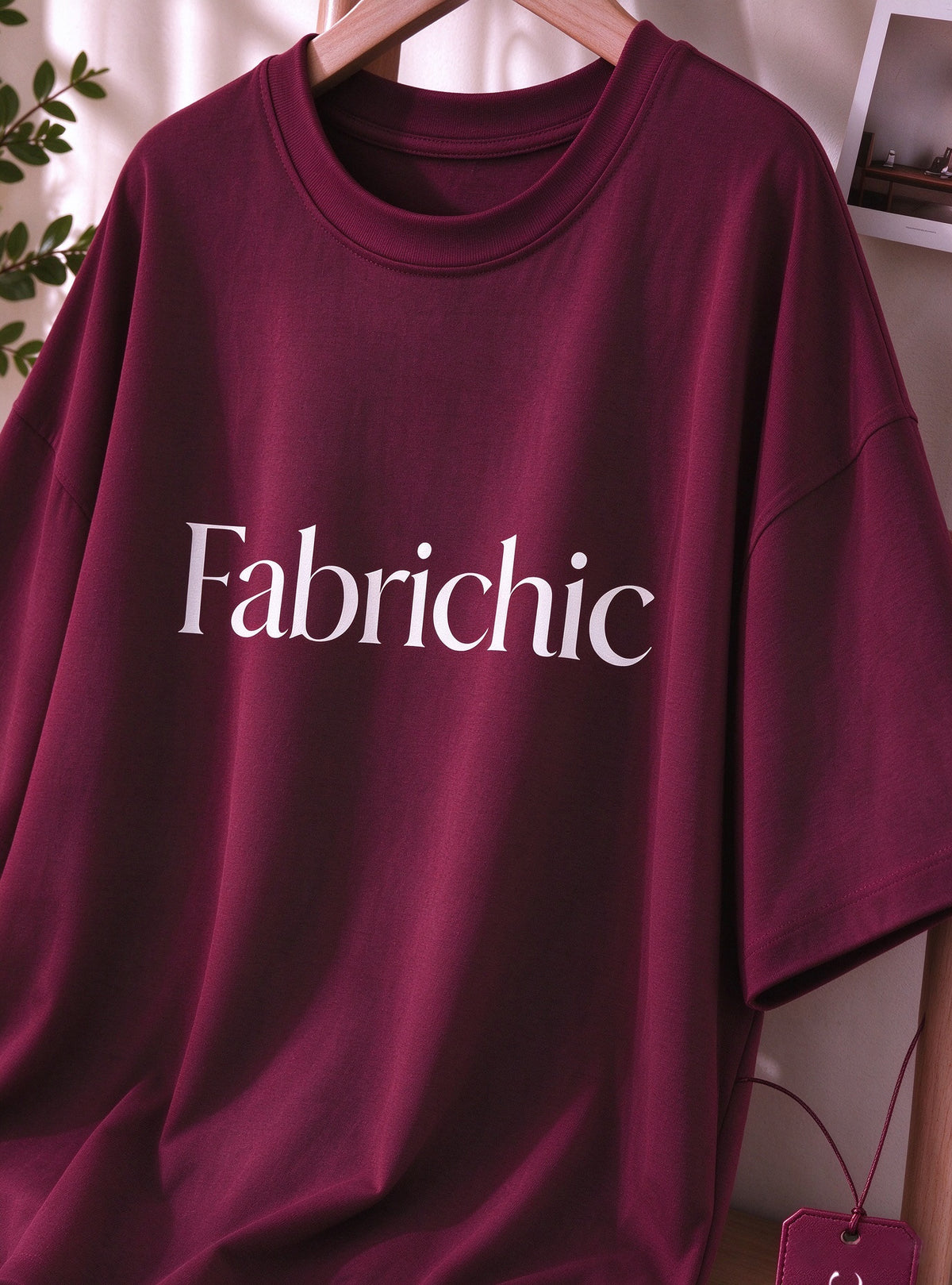 Fabrichic Women's Oversized Crew Neck T-Shirt, Loose Short Sleeve Casual Tee, Soft Breathable Basic Top for Daily Wear