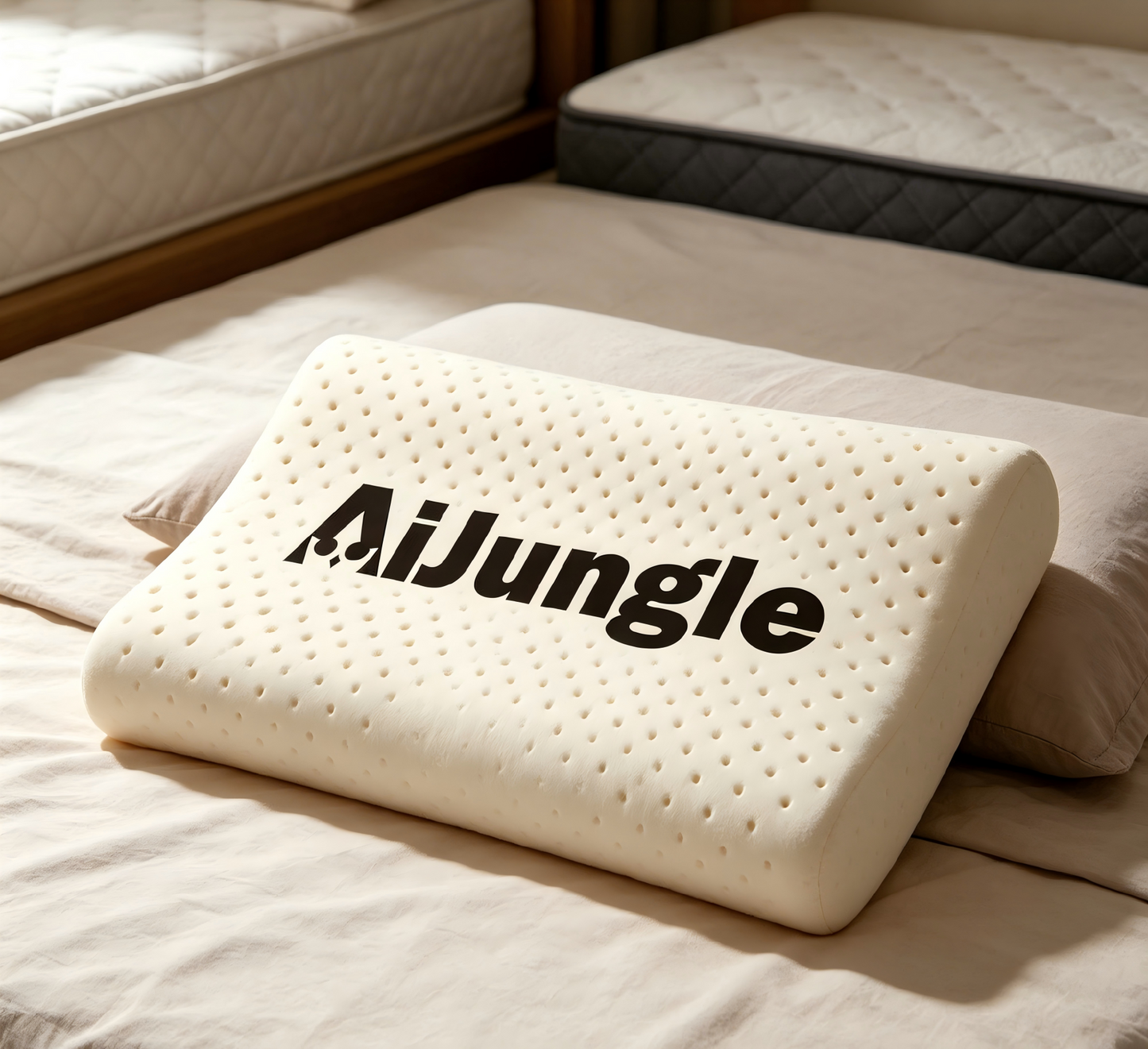 AiJungle Memory Foam Pillow for Neck Pain Relief, Contour Support Pillow with Breathable Ventilation Holes for Side/Back/Stomach Sleepers, Ergonomic Orthopedic Pillow for All Night Comfort