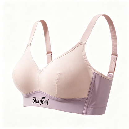 Skinfeel Wireless Comfort Bra, Soft Seamless Molded Cup Support Bra Adjustable Straps Everyday Lingerie