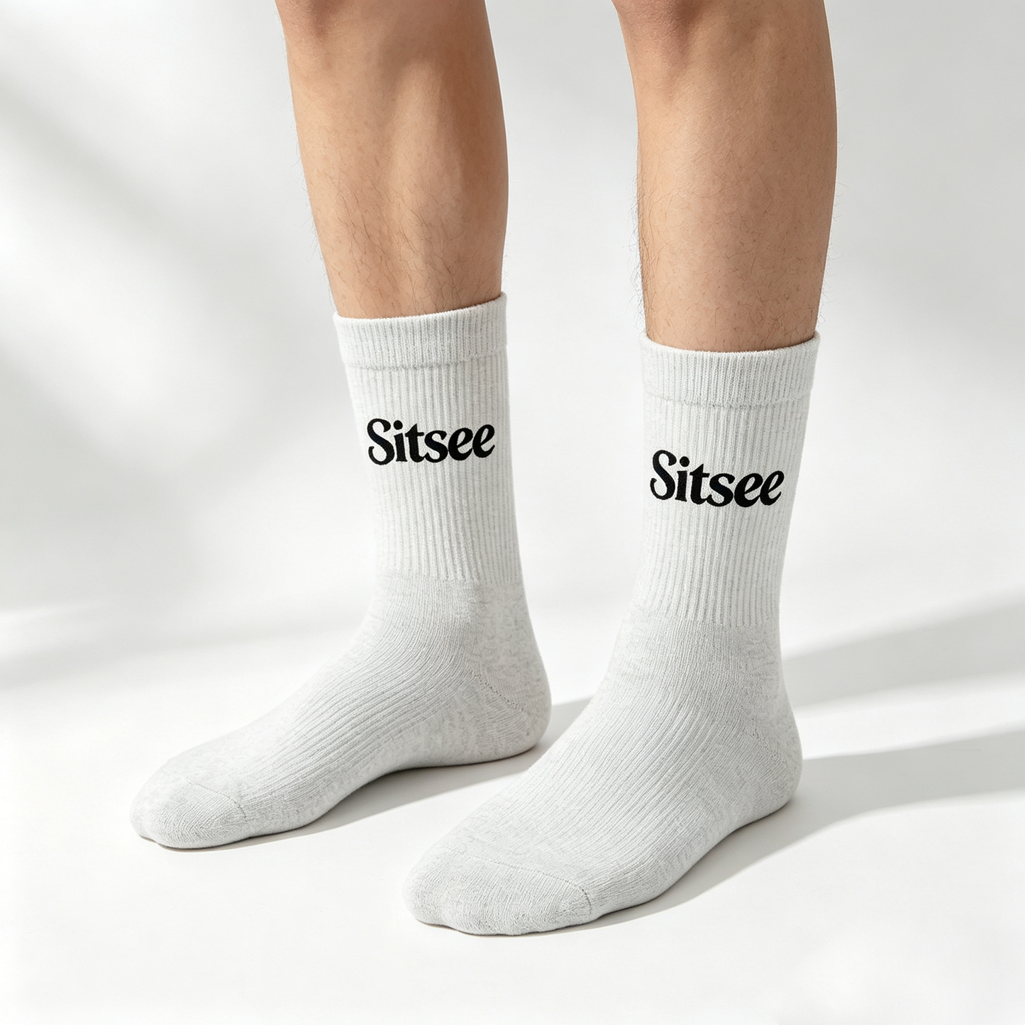 Sitsee Men’s Light Heather Gray Ribbed Crew Socks 5 Pairs Gift Box Pack, Soft Breathable Cotton Mid Calf Socks, Stretch Non-Slip Casual Athletic Daily Work Socks