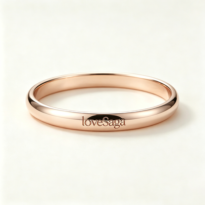 loveSaga Rose Gold Polished Solid Bangle Bracelet for Women, Minimalist Smooth Round Cuff, Anti-Tarnish Stackable Daily Jewelry Bracelet, Elegant Gift Bangle for Anniversary Birthday Wedding Bridesmaid