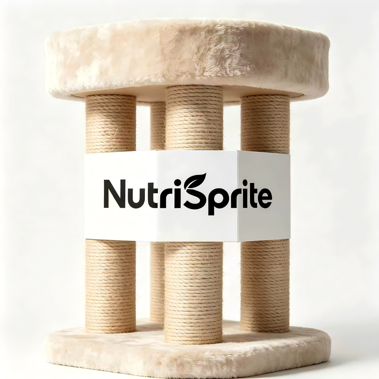 NutriSprite Cat Scratching Post Tower, Premium Sisal Cat Scratcher with Soft Plush Bed, Durable Multi-Pillar Cat Scratching Pad for Indoor Cats, Beige