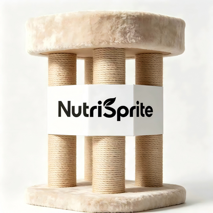 NutriSprite Cat Scratching Post Tower, Premium Sisal Cat Scratcher with Soft Plush Bed, Durable Multi-Pillar Cat Scratching Pad for Indoor Cats, Beige