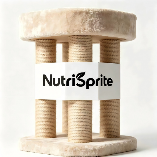NutriSprite Cat Scratching Post Tower, Premium Sisal Cat Scratcher with Soft Plush Bed, Durable Multi-Pillar Cat Scratching Pad for Indoor Cats, Beige