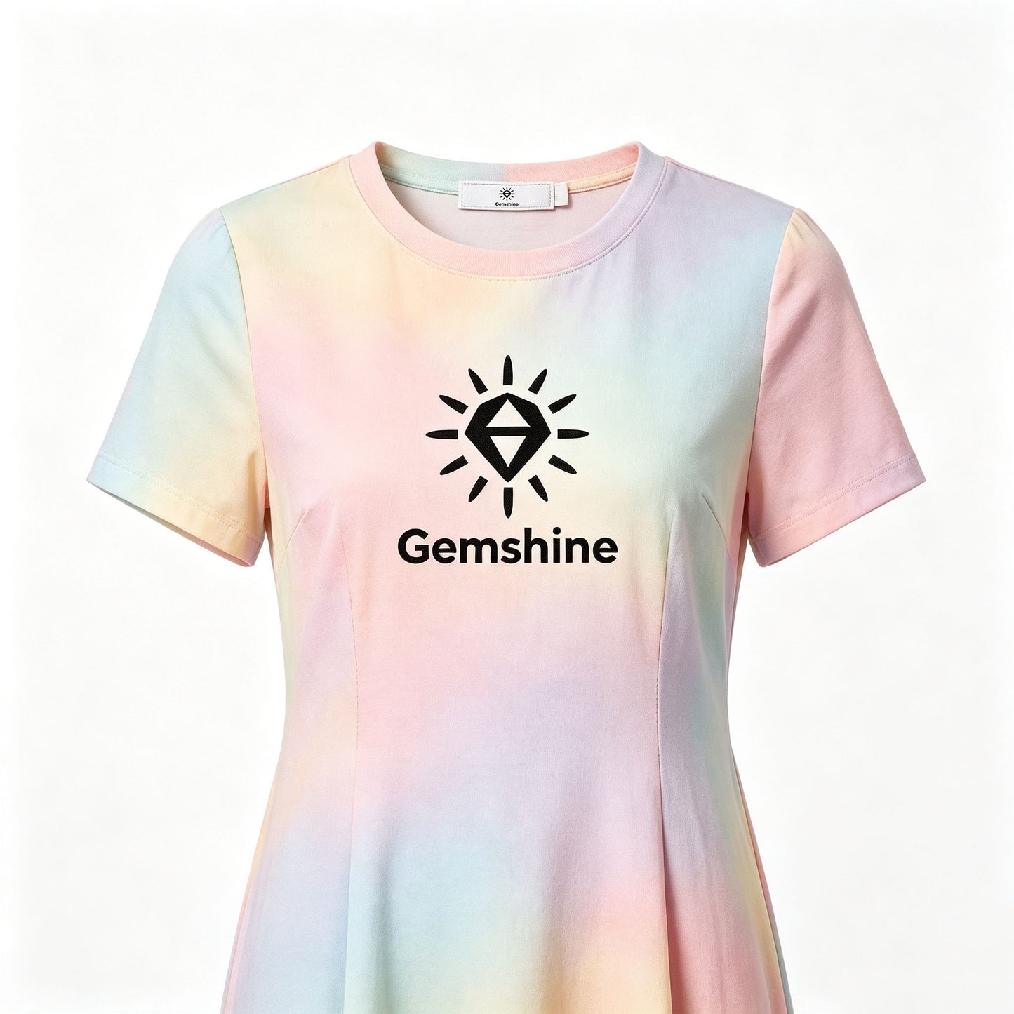 Gemshine Tie‑Dye Short Sleeve A‑Line Dress, Casual Round Neck Flare Mini Dress Summer Daily Wear