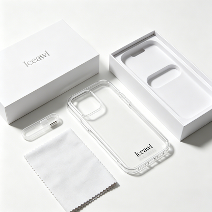 Iceawl Clear Phone Case, Shockproof Transparent Hard Cover, Anti-Yellow Protective Case with Air Cushion Bumper, Slim Thin Phone Cover for iPhone