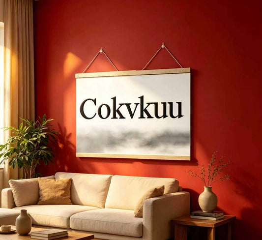 Cokvkuu Minimalist Art Print Poster with Wooden Hanger Frame, Neutral Abstract Wall Art, Framed Hanging Canvas Artwork for Living Room Bedroom Office Decor, Ready to Hang Home Decoration