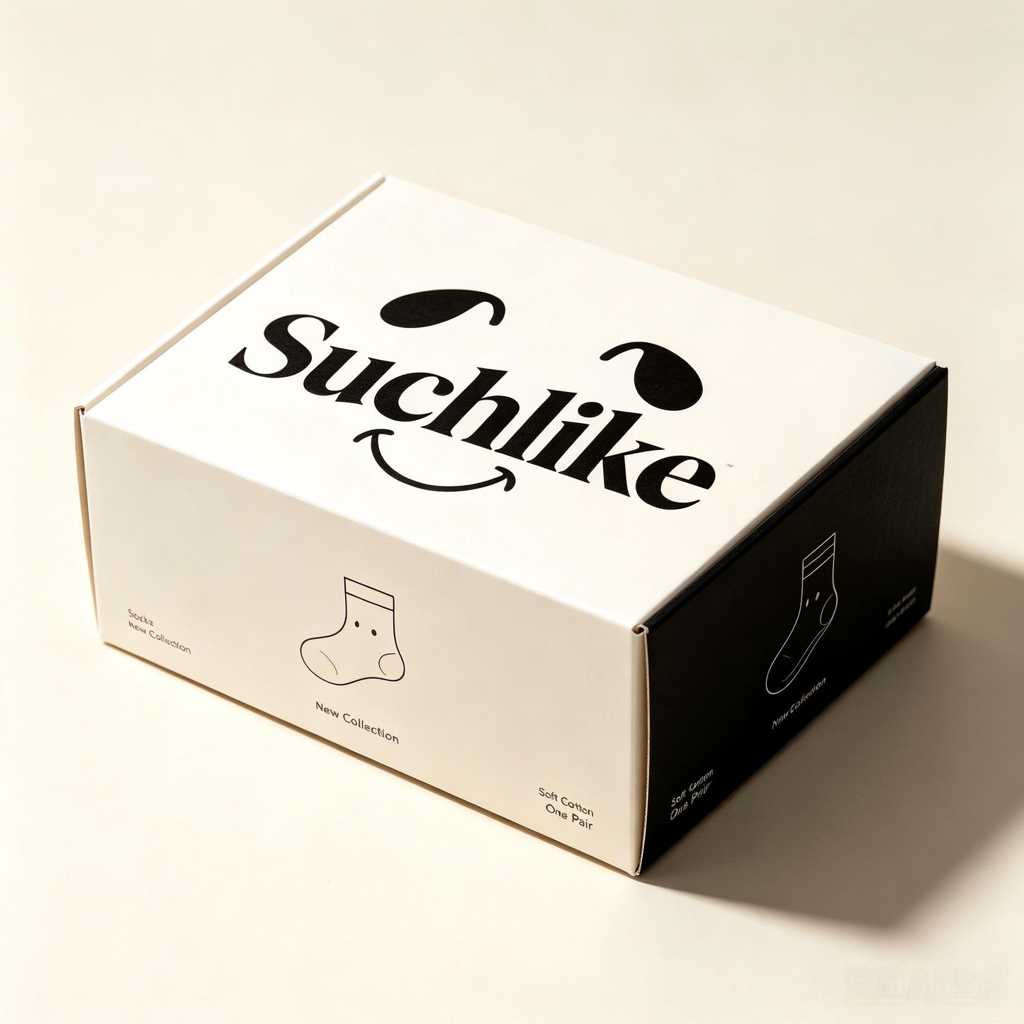 Suchlike Smile Logo Crew Socks, Soft Cotton Ribbed Casual Mid Calf Socks, Breathable Fashion Daily Dress Socks for Women Men, Gift Box Packed