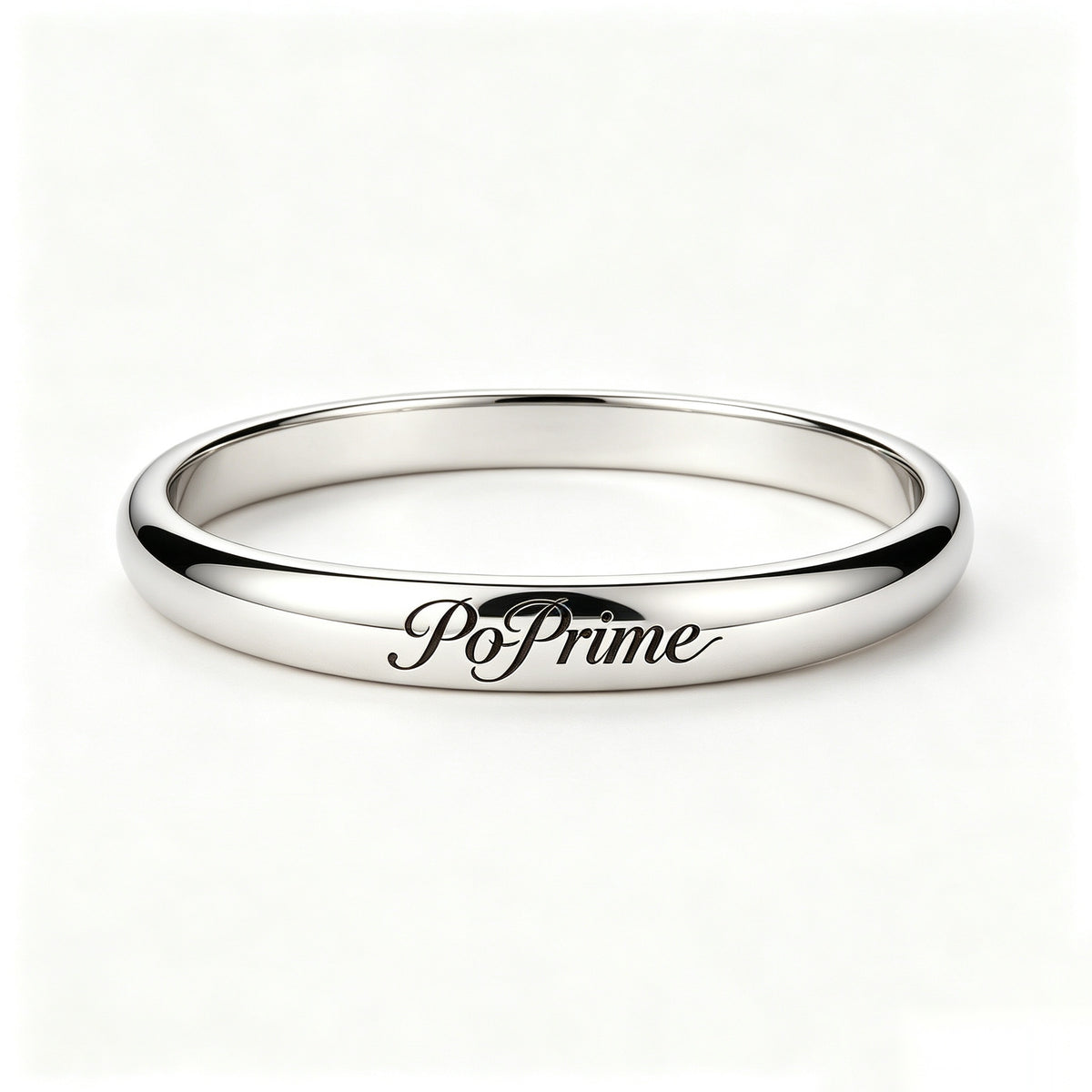 PoPrime Classic Solid Bangle Bracelet, Polished Smooth Non-Opening Cuff Bangle, Minimalist Stainless Steel Bangle Jewelry, Elegant Plain Round Bangle Gift for Women Daily Wear