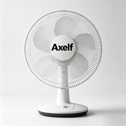 Axelf 3-Speed Portable Table Fan, Quiet Oscillating Desk Fan with Adjustable Tilt Head, Small Electric Cooling Fan for Bedroom, Office, Dorm & Desktop