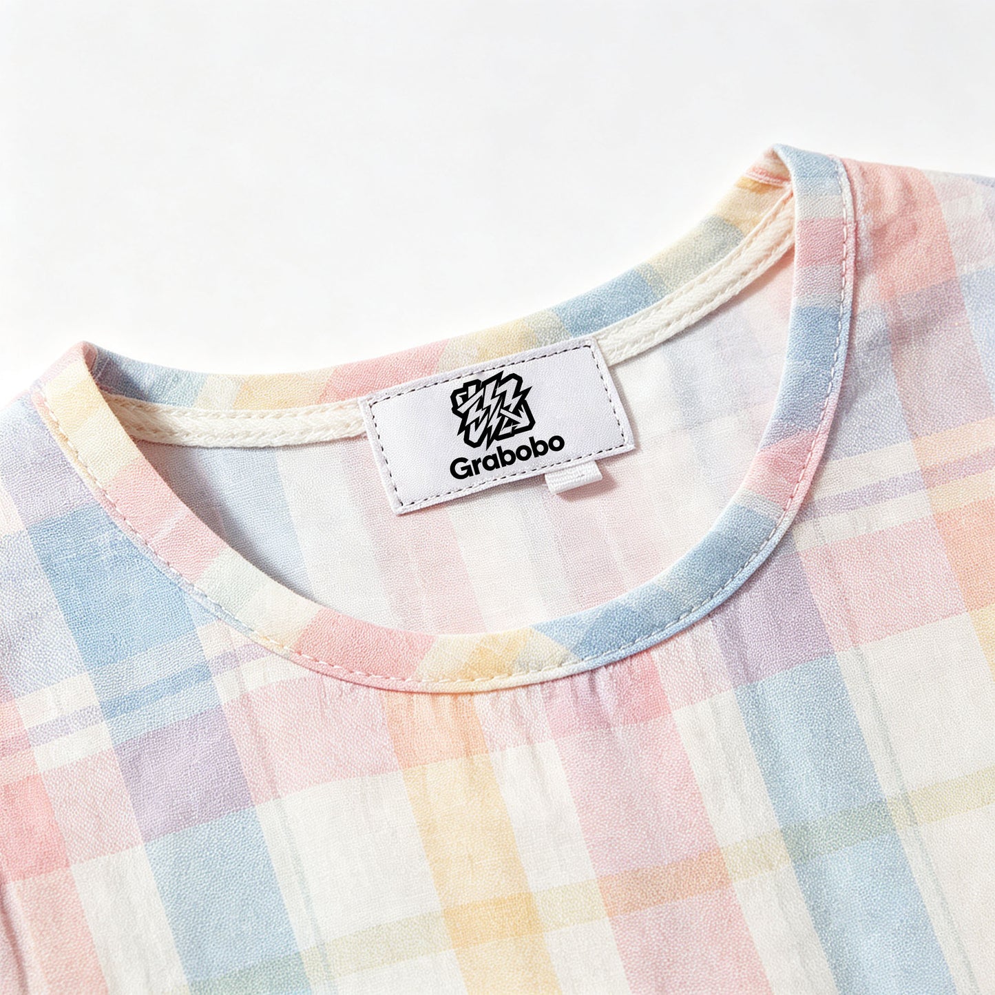 Grabobo Girls Short‑Sleeve Plaid Dress Casual Round Neck A‑Line Summer Princess Sundress