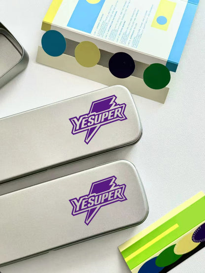 YESUPER Metal Pen Boxes, Matte Silver Flip Top Iron Pencil Storage Box, Large Capacity Pressure Resistant Stationery Organizer for School Students & Office Supplies
