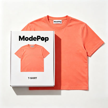 ModePop Crew Neck Short Sleeve T-Shirt, Soft Cotton Solid Color Cropped Tee, Unisex Casual Daily T-Shirt with Gift Box Packaging