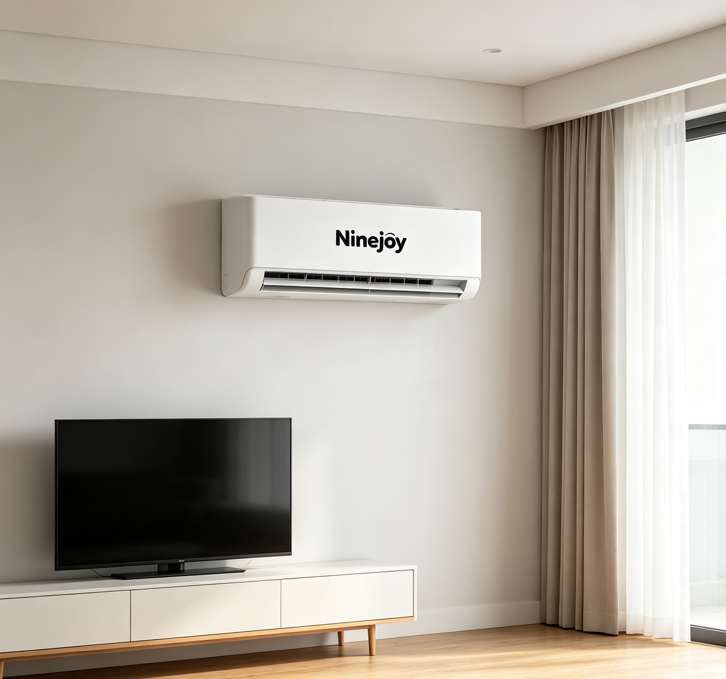 Ninejoy Wall Mounted Split Inverter Air Conditioner, Cooling & Heating 2-in-1 Quiet Energy Saving Self-Clean Indoor AC Unit for Bedroom Apartment Living Room Home Use
