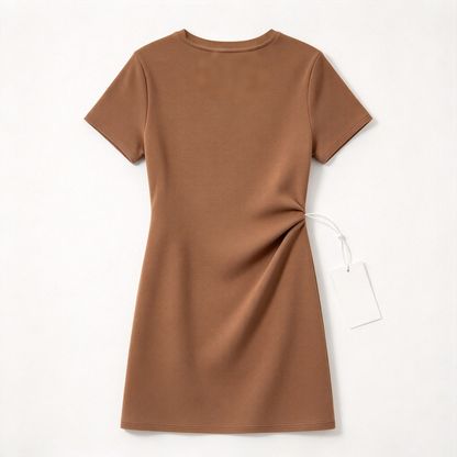 Maxfarer Women Short Sleeve Crew Neck Mini Dress, Casual Slim Fit Bodycon Short Dress for Daily Party Wear