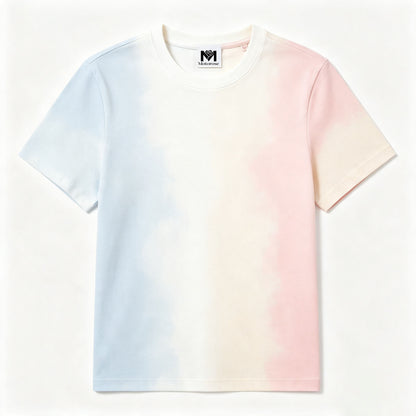 Motorose Pastel Tie‑Dye Crew Neck T‑Shirt, Unisex Short Sleeve Loose Casual Summer Tee Top