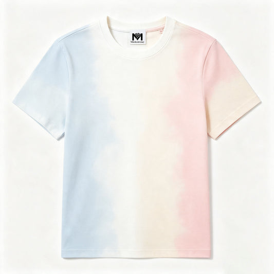Motorose Pastel Tie‑Dye Crew Neck T‑Shirt, Unisex Short Sleeve Loose Casual Summer Tee Top