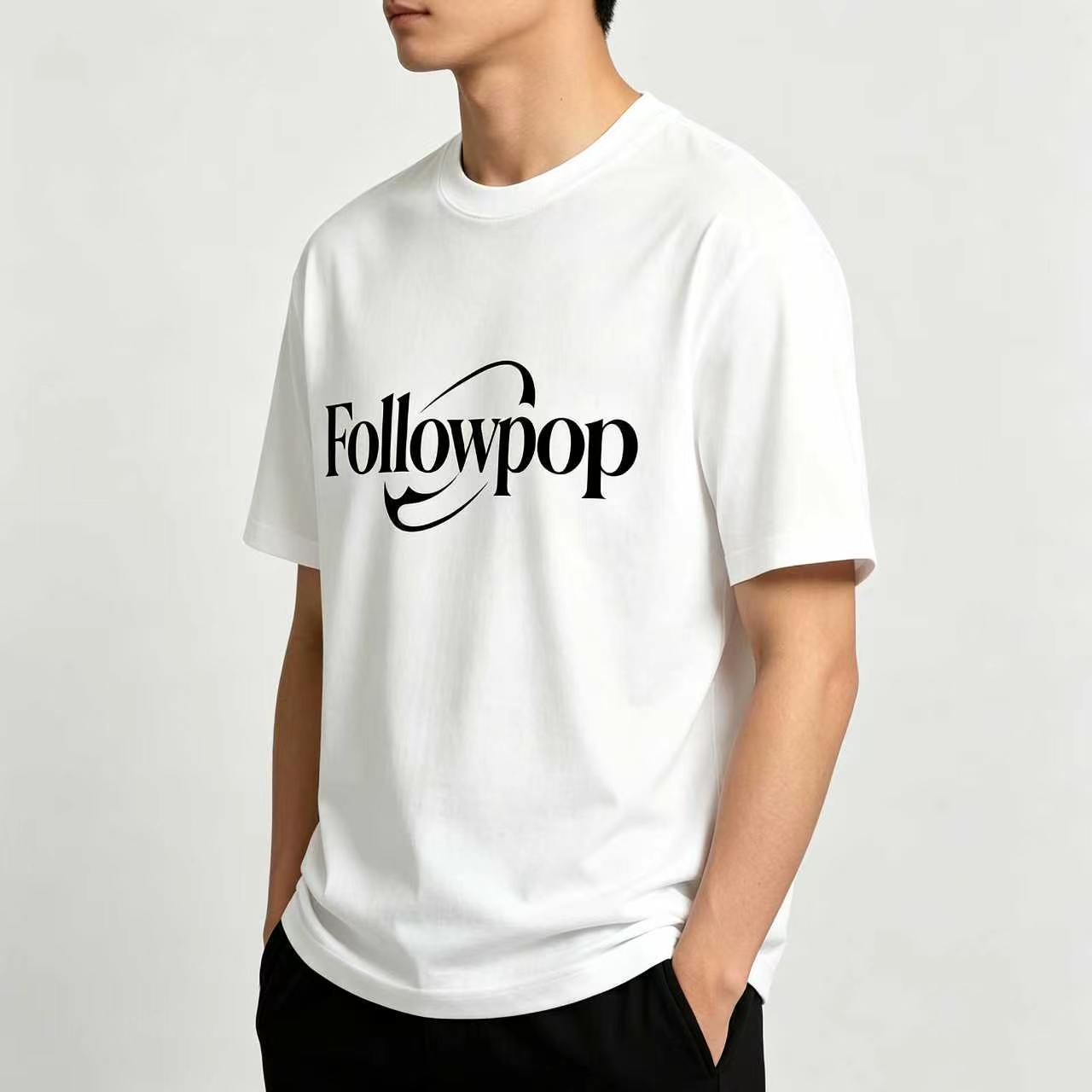 Followpop Men’s Classic Crew Neck Cotton T-Shirt, Minimal Graphic Short Sleeve Tee, Soft Breathable Loose Fit Casual Top for Daily Workout Streetwear