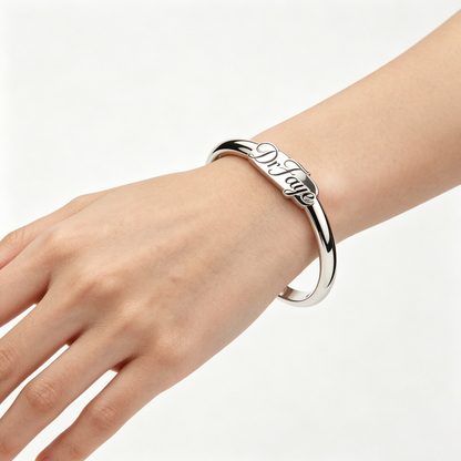 DrFaye Sleek Silver Bangle Bracelet, Hypoallergenic & Tarnish-Resistant, Stackable Cuff Jewelry for Women