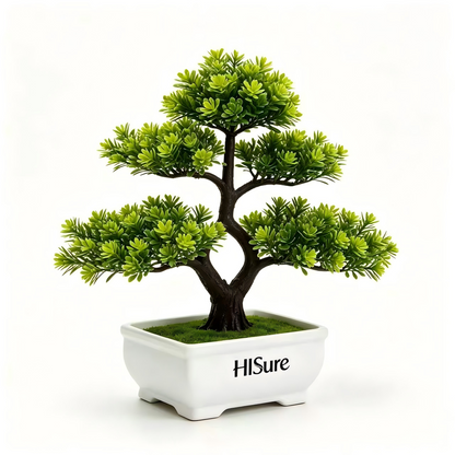 HISure Artificial Bonsai Tree, Fake Pine Bonsai, Zen Greenery Decoration for Home Office Desk