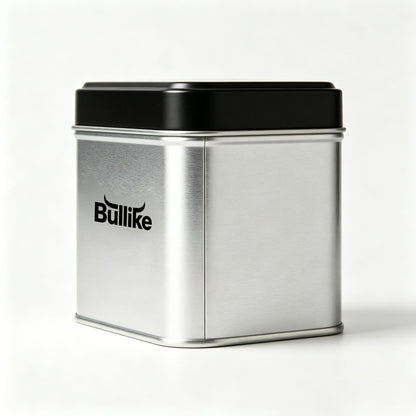 Bullike Square Metal Storage Tin Can with Lid, Airtight Multipurpose Metal Container for Tea, Candy, Small Items, Home & Kitchen Organizer