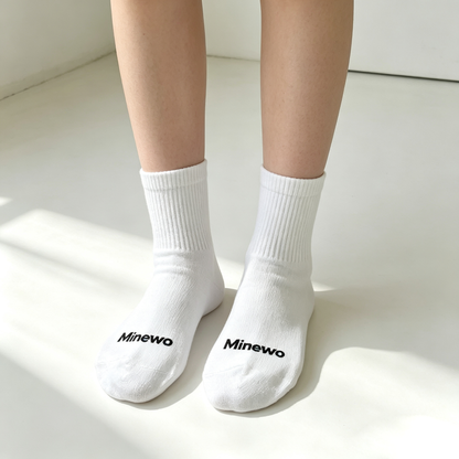 Minewo Crew Length Socks, Soft Breathable Cotton Mid-Calf Socks, Unisex Casual Daily Athletic Socks with Gift Box