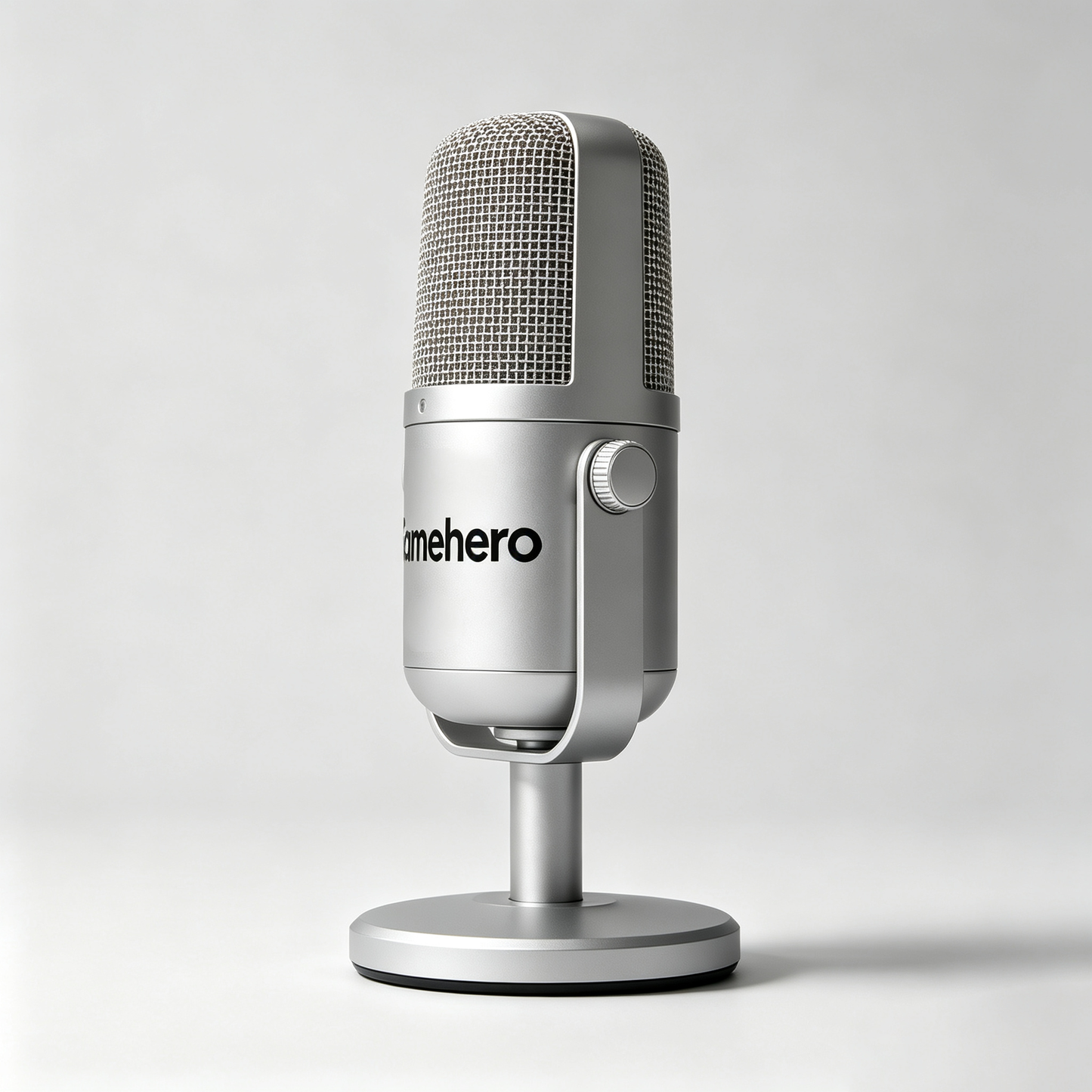 Gamehero USB Streaming Microphone, Professional Condenser Podcast Mic with Stand, Noise Reduction Gaming Microphone for PC Laptop, Recording, Twitch Streaming, YouTube Voice Over, Plug & Play Silver Desktop Mic