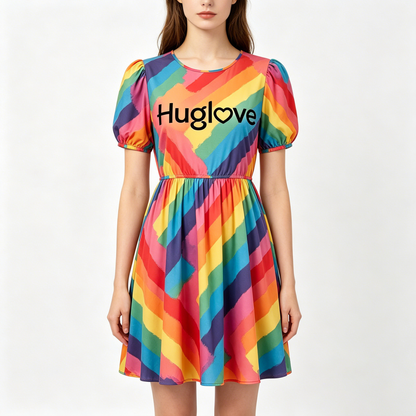 【Huglove Rainbow Stripe Dress】—— Vibrant Style of Comfort & Fashion