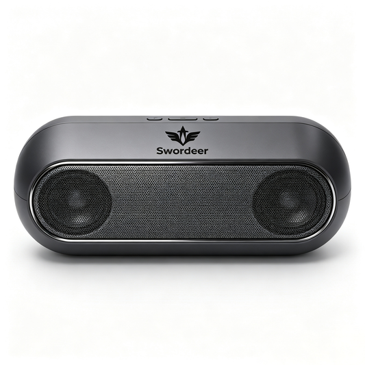 Swordeer Portable Bluetooth Stereo Speaker, Dual Drivers Wireless Audio Player, Rechargeable Personal Stereo Speaker for Home, Travel, Outdoor Party