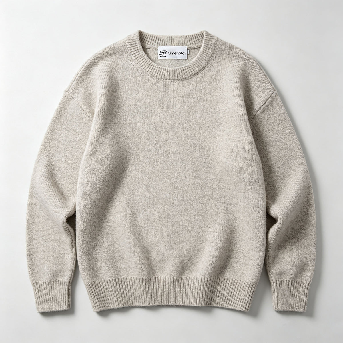 OmenStar Crew Neck Knit Sweater, Relaxed‑Fit Long Sleeve Pullover, Soft Warm Casual Knitted Jumper for Unisex