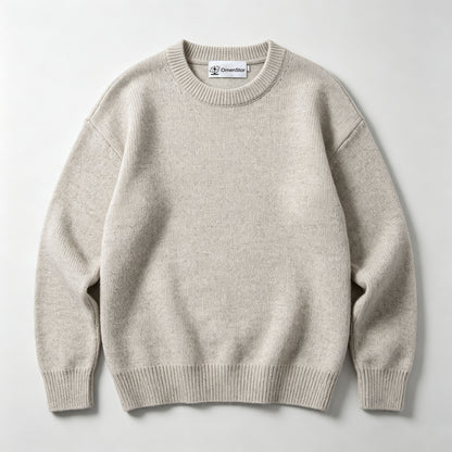 OmenStar Crew Neck Knit Sweater, Relaxed‑Fit Long Sleeve Pullover, Soft Warm Casual Knitted Jumper for Unisex