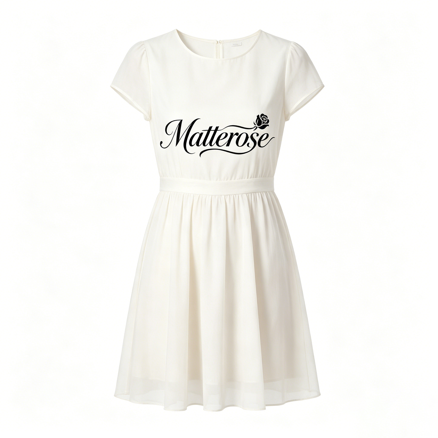 Matterose Women White Cap Sleeve Chiffon Mini Dress High Waist Flowy Summer Casual A-Line Dress