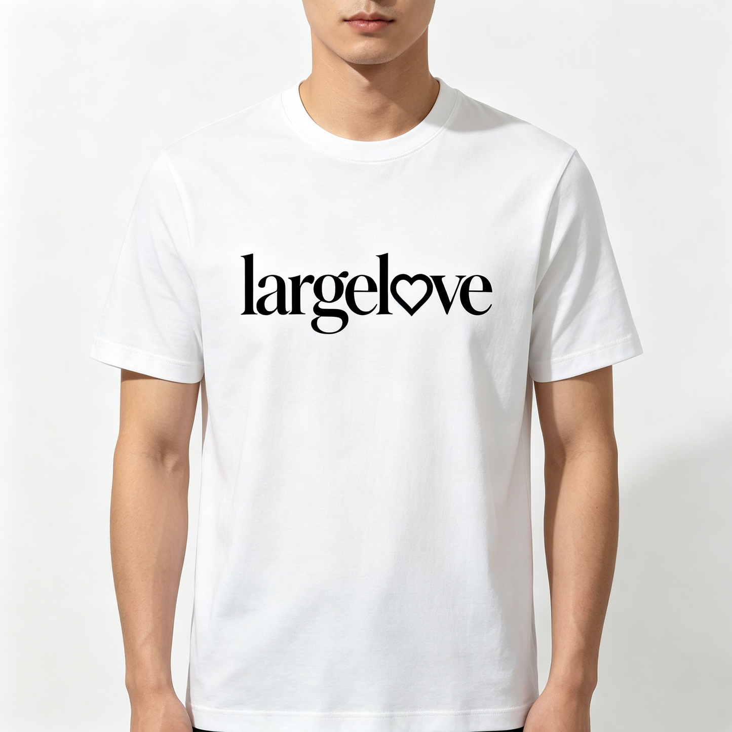 largelove Men Classic Crew Neck Short Sleeve T-Shirt, Soft 100% Cotton Basic Tee Minimal Heart Letter Graphic Casual Daily Top