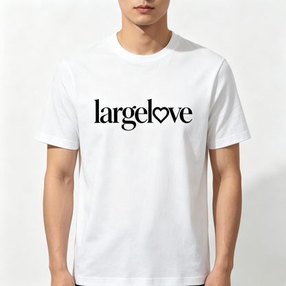 largelove Men Classic Crew Neck Short Sleeve T-Shirt, Soft 100% Cotton Basic Tee Minimal Heart Letter Graphic Casual Daily Top