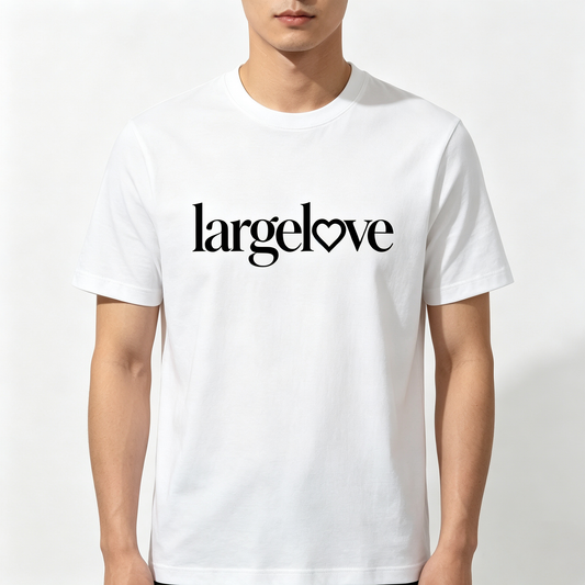 largelove Men Classic Crew Neck Short Sleeve T-Shirt, Soft 100% Cotton Basic Tee Minimal Heart Letter Graphic Casual Daily Top