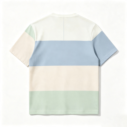 Diytown Color‑Block Striped Short‑Sleeve T‑Shirt, Casual Crew Neck Cotton Tee, Relaxed‑Fit Daily Summer Tops for Men and Women