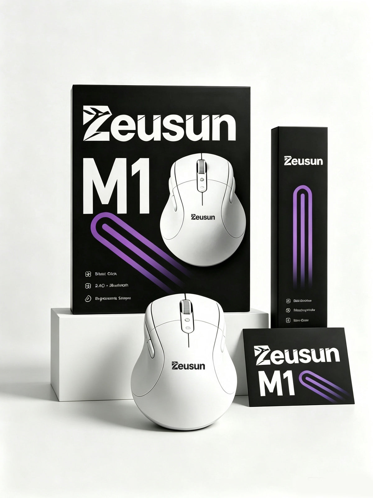 Zeusun M1 Wireless Mouse, Bluetooth & 2.4G Dual Mode Ergonomic Silent Click Rechargeable Computer Mouse, Portable Wireless Mice for Laptop, PC, Mac, Office
