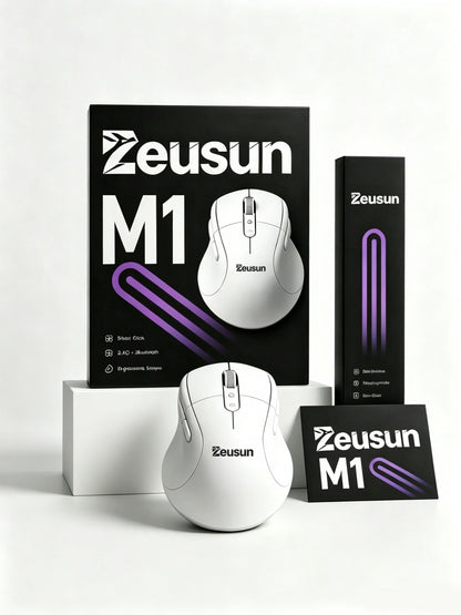 Zeusun M1 Wireless Mouse, Bluetooth & 2.4G Dual Mode Ergonomic Silent Click Rechargeable Computer Mouse, Portable Wireless Mice for Laptop, PC, Mac, Office