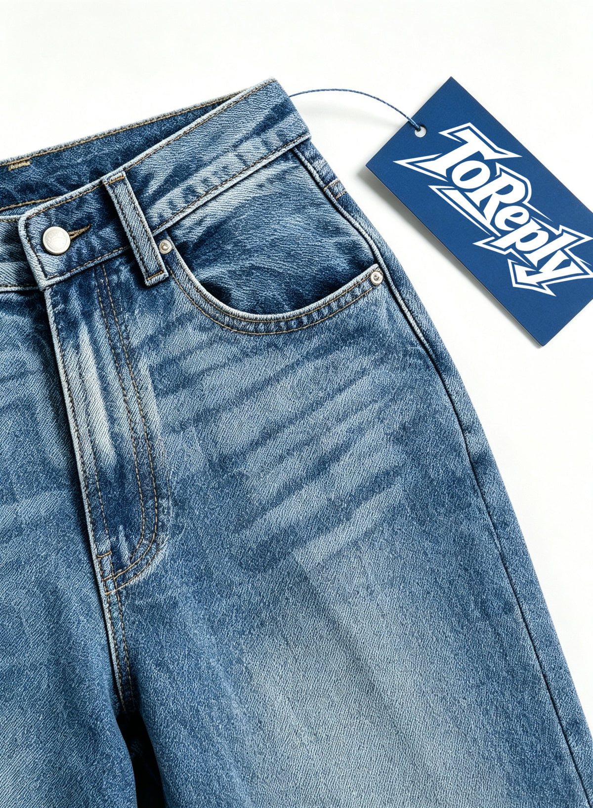 ToReply Vintage Washed Wide Leg Jeans, Unisex Mid-Rise Straight Denim Pants, Retro Loose Fit Denim Trousers