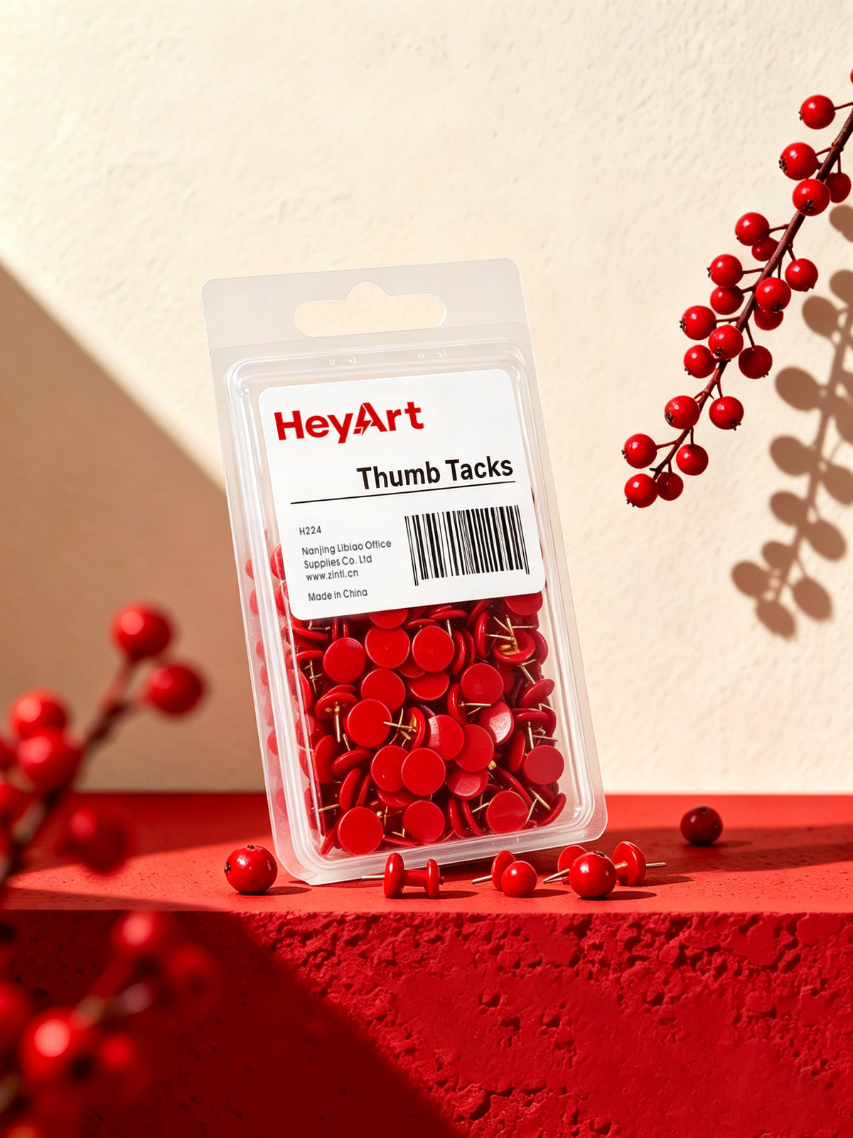 HeyArt Red Thumb Tacks, Metal Push Pins, Decorative Drawing Pins for Cork Board, Bulletin Board, Wall, Map, Office School & Home Use