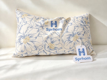 H Sprhom Floral Bed Pillow, Soft Breathable Rectangle Sleeping Pillow, Decorative Throw Pillow for Bedroom Sofa, Support Pillow for Side & Back Sleepers