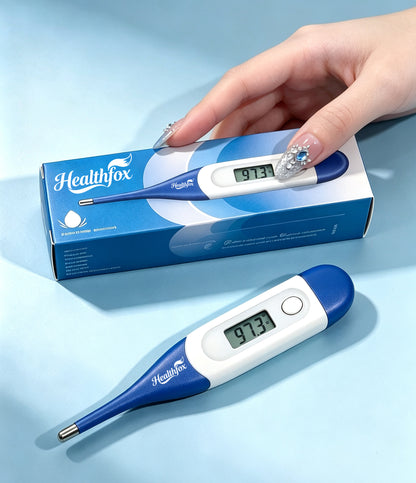Healthfox Digital Thermometer, Soft Tip Oral Underarm Rectal Thermometer for Adults Kids Babies, Fast Reading Body Temperature Monitor with LCD Display