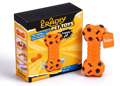 ERADIY Dog Chew Toys, Durable Rubber Bone Shaped Dog Toy for Teeth Cleaning, Squeaky Interactive Pet Toy for Medium Large Dogs
