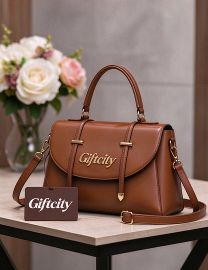 Giftcity Women’s Top Handle Handbag, Elegant Faux Leather Satchel Purse with Detachable Shoulder Strap for Work Dating Daily Use