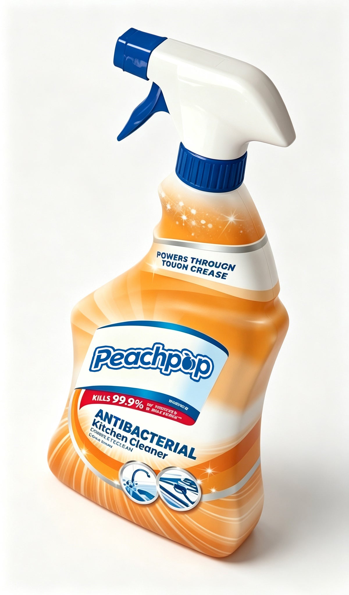 Peachpop Antibacterial Kitchen Cleaner Spray, All Purpose Heavy Duty Grease Remover, Multi-Surface Cleaning Spray for Stove, Countertop, Sink, Oven