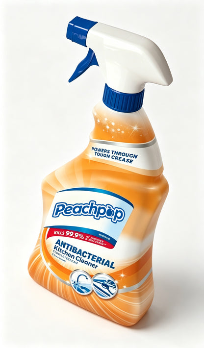 Peachpop Antibacterial Kitchen Cleaner Spray, All Purpose Heavy Duty Grease Remover, Multi-Surface Cleaning Spray for Stove, Countertop, Sink, Oven