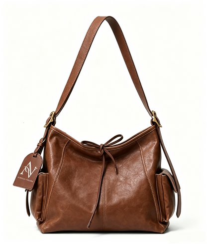 AURELLE VELORA Vintage Faux Leather Shoulder Bag for Women, Large Capacity Hobo Crossbody Bag, Casual Everyday Tote Handbag with Side Pockets