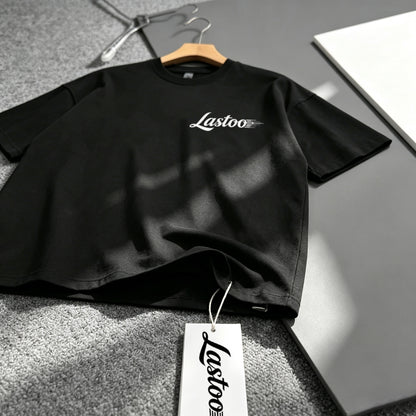 Lastoo Men's Classic Crew Neck Short‑Sleeve T‑Shirt, Casual Loose‑Fit Basic Tee Shirt, Soft Breathable Solid Black Summer Top for Daily Workout Outdoor