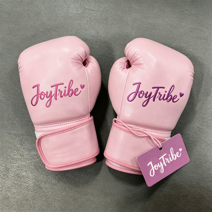 JoyTribe Pink Boxing Gloves, Premium PU Leather Training Gloves for Punching Bag, Sparring, Kickboxing & Muay Thai, Comfort Fit Hand Protector for Beginner Female
