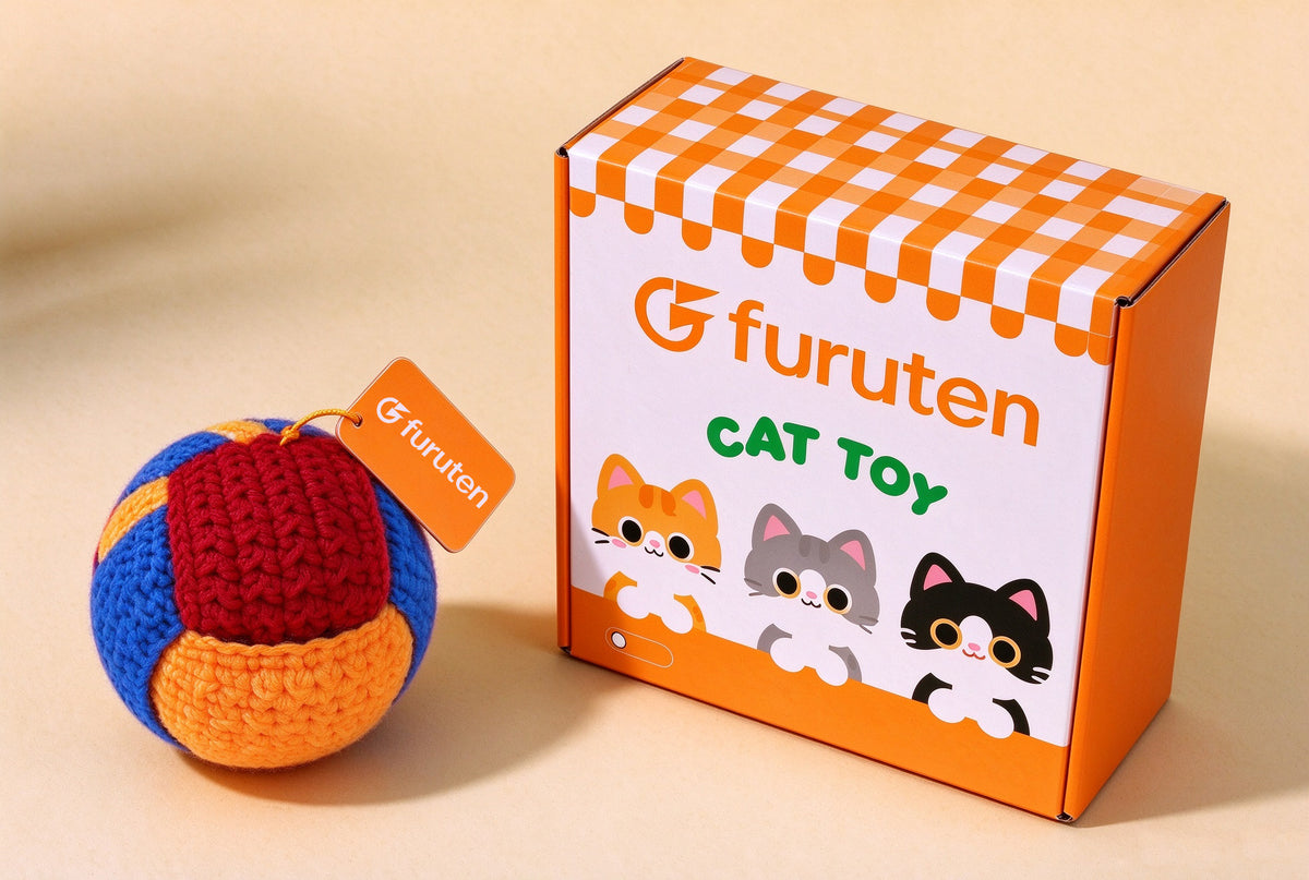 furuten Crochet Cat Toy Ball, Colorful Hand Knitted Yarn Cat Ball, Interactive Indoor Kitten Play Toy for Cats Chase and Bite